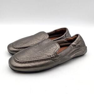 Aquatalia Qaitlin Metallic Weatherproof Flat Shoes Womens Pewter Size US9 EU39.5